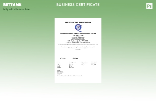 Модерен стил Индија сертификат за регистрација Шаблон за Word и PDF