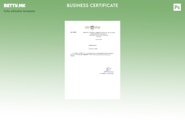 Модерен стил Кипарски шаблон за сертификат за регистрација