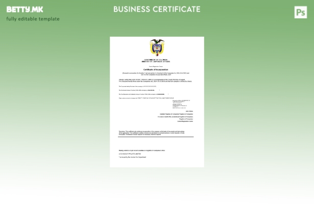 Модерен стил Колумбија сертификат за регистрација Шаблон за Word и PDF