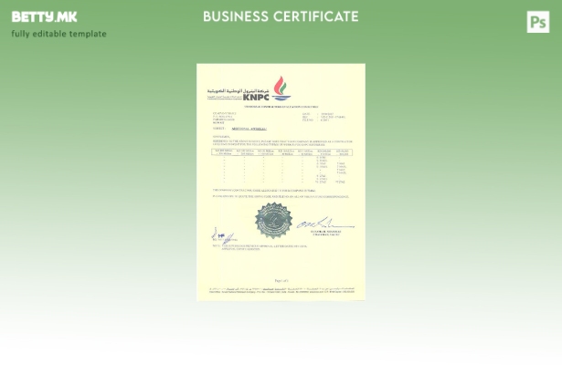 Модерен стил Кувајтски шаблон за сертификат за регистрација