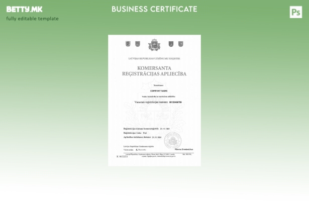 Модерен стил Латвија Шаблон сертификат за регистрација