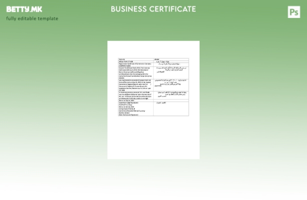 Модерен стил Либански сертификат за регистрација Шаблон за Word и PDF