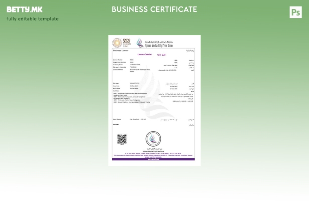 Модерен стил ОАЕ Ајман деловна лиценца Шаблон за Word и PDF шаблон