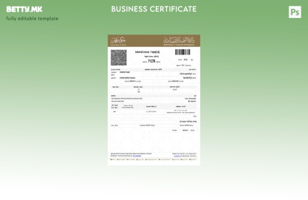 Модерен стил ОАЕ Ајман индустриска лиценца Шаблон за Word и PDF шаблон