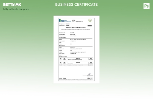 Модерен стил Руанда сертификат за регистрација на претпријатие Шаблон за Word и