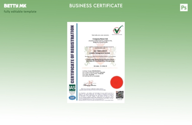 Модерен стил Саудиска Арабија сертификат за регистрација Шаблон за Word и PDF