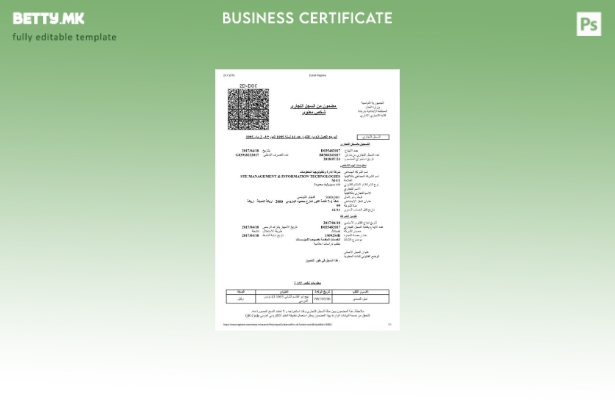 Модерен стил Тунис сертификат за шаблон за регистрација