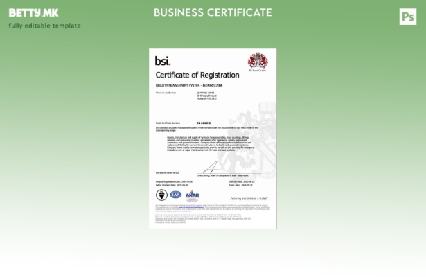 Модерен стил УК сертификат за регистрација Шаблон за Word и PDF