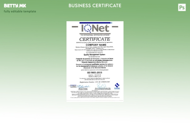 Модерен стил Шаблон за сертификат за регистрација во Хондурас