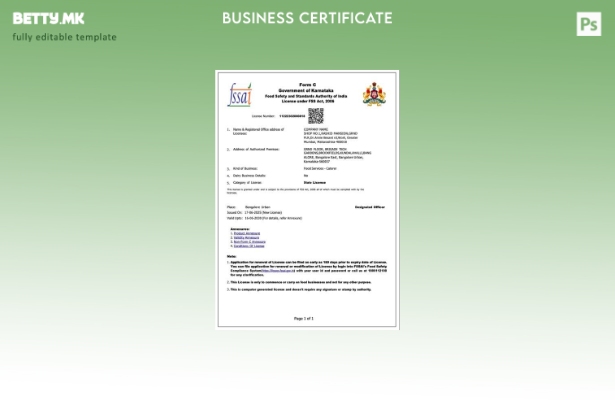 Модерен стил индиска лиценца за тргување Карнатака Шаблон за Word и PDF
