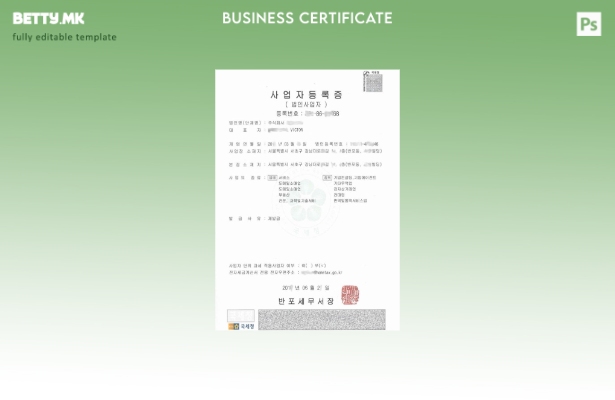 Модерен стил на Кореја Шаблон за сертификат за регистрација