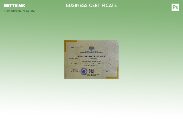 Модерен стил шаблон за потврда за регистрација на Сомалија