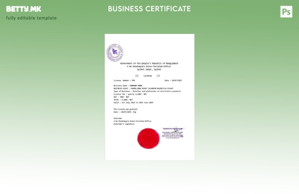 модерен стил Бангладеш деловна лиценца Шаблон за Word и PDF шаблон