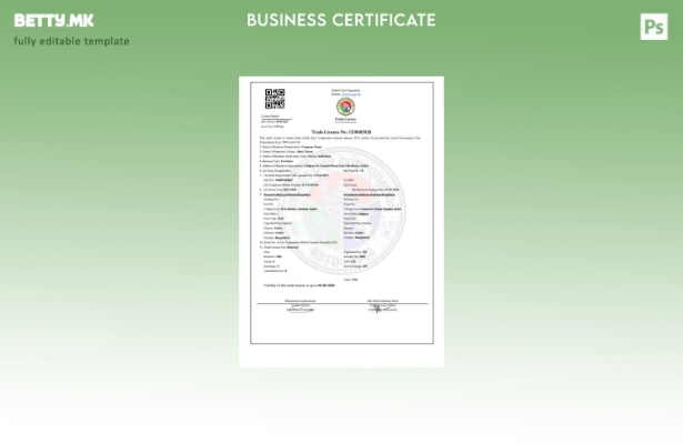 модерен стил Бангладеш Sylhet трговска лиценца Шаблон за Word и PDF