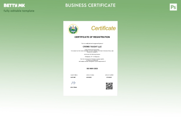 модерен стил Ел Салвадор сертификат за регистрација Шаблон за Word и PDF