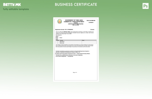 модерен стил Индија Тамил Наду потврда за регистрација Шаблон Word и PDF, шаблон