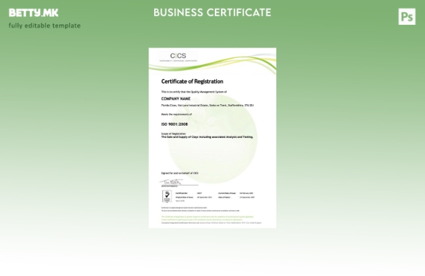 модерен стил ОК Флорида Затвори сертификат за регистрација Шаблон за Word и PDF