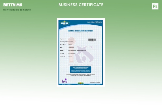 модерен стил Потврда за регистрација на даночен обврзник во Пакистан Шаблон за W