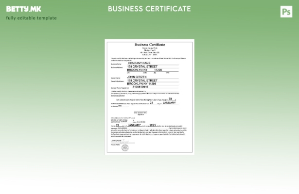 модерен стил САД Њујорк деловен сертификат Шаблон за Word и PDF