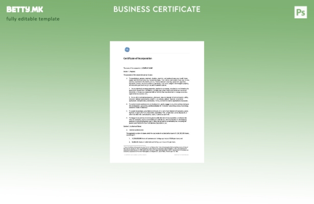 модерен стил САД Њујорк сертификат за инкорпорација Шаблон за Word и PDF