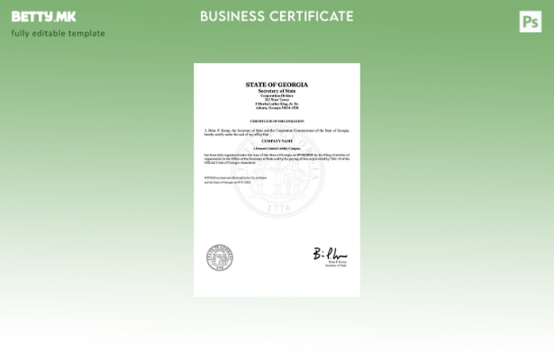 модерен стил САД Грузија сертификат за организација Шаблон за Word и PDF