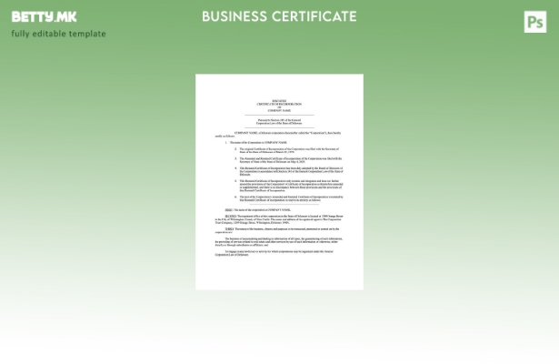 модерен стил САД Делавер сертификат за инкорпорација Шаблон Word и PDF, шаблон 1