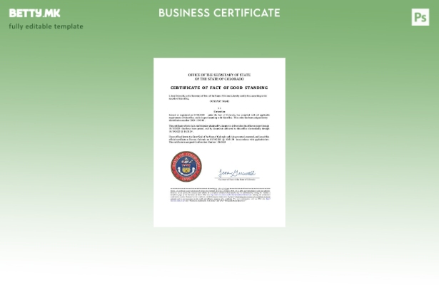 модерен стил САД Колорадо сертификат за фактите за добра состојба Шаблон за Word