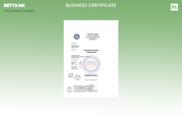 модерен стил САД Флорида инкорпорираше општество comformation Word и PDF шаблон