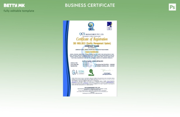 модерен стил Саудиска Арабија сертификат за регистрација Шаблон Word и PDF, шабл