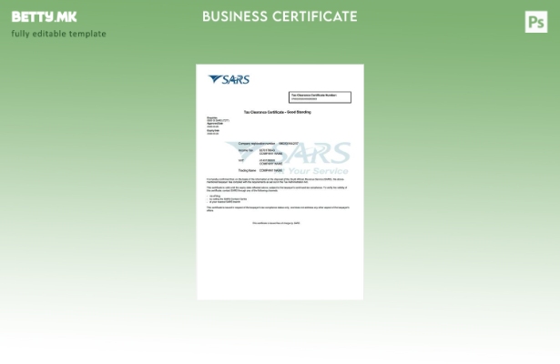 модерен стил Уверение за даночно царинење во Јужна Африка Шаблон за Word и PDF