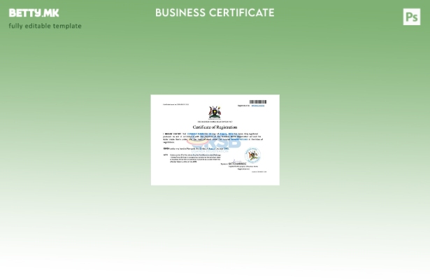 модерен стил Уганда сертификат за регистрација на деловни имиња Шаблон за Word и