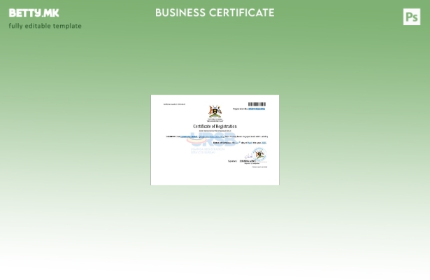 модерен стил Уганда сертификат за регистрација на компанија Шаблон за шаблон Wor