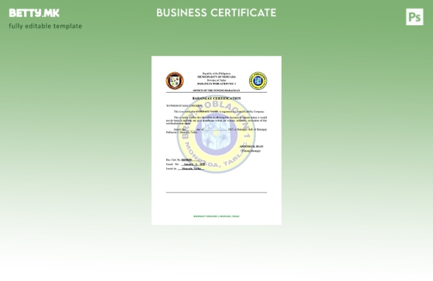 модерен стил Филипини Барангај сертификација за регистрација Шаблон за шаблон за