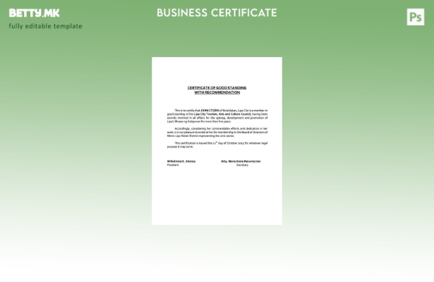 модерен стил Филипини сертификат за добра положба Шаблон Word и PDF, шаблон за 6