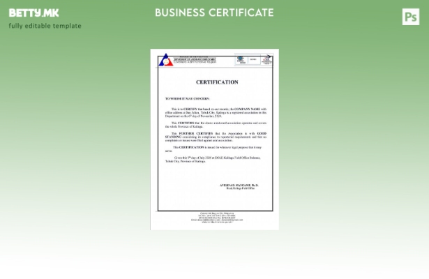 модерен стил Филипини сертификат за добра состојба Шаблон за Word и PDF