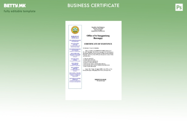 модерен стил Филипини сертификат за постоење Шаблон за Word и PDF