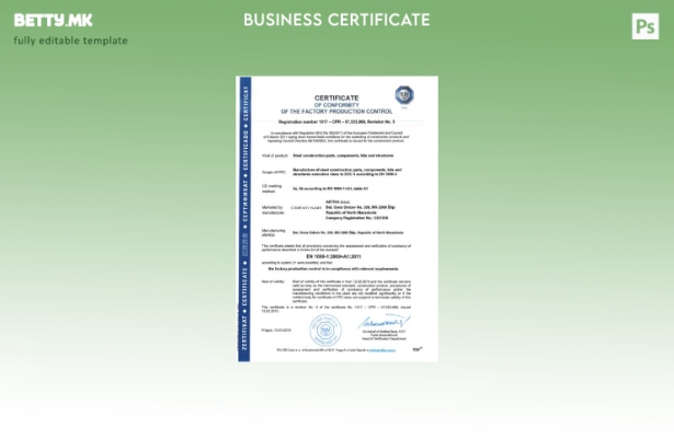 модерен стил Чешката Република Сертификат за сообразност на Шаблонот за контрола