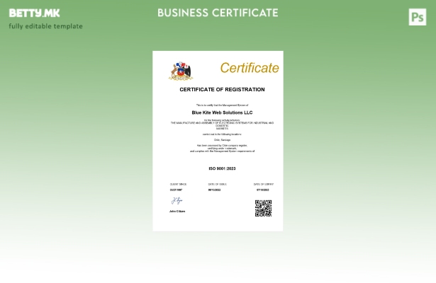 модерен стил Чиле сертификат за регистрација Шаблон за Word и PDF