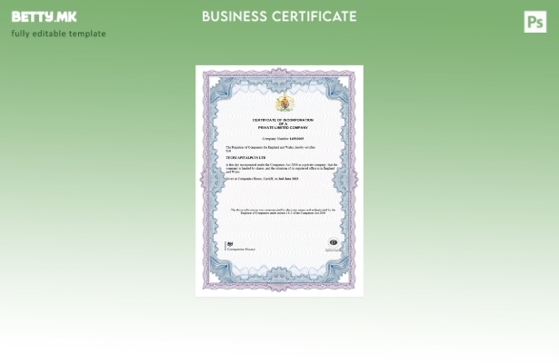 модерен стил на Англија и Велс сертификат за регистрација на основање, шаблон за