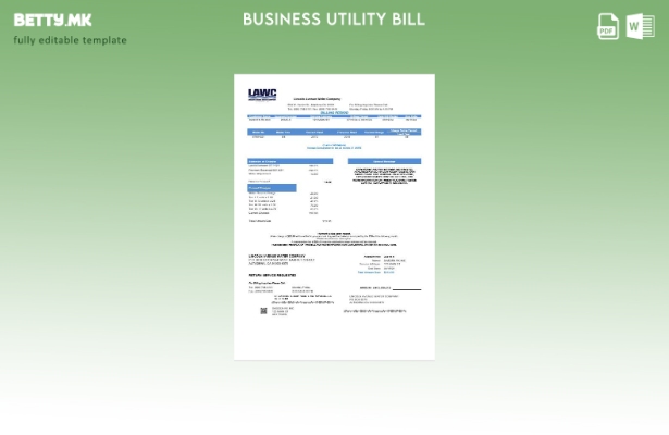 Бизнис сметка за комунални услуги на компанијата Калифорнија Линколн авенија за