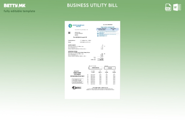 Верзија на деловна сметка за комунални услуги во Обединетото Кралство Northumb 1