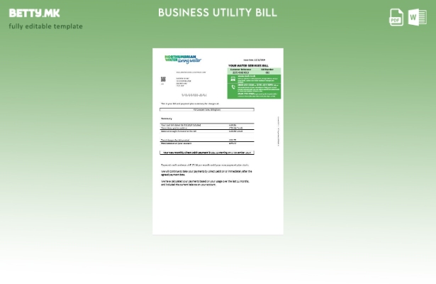 Верзија на деловна сметка за комунални услуги во Обединетото Кралство Northumbri