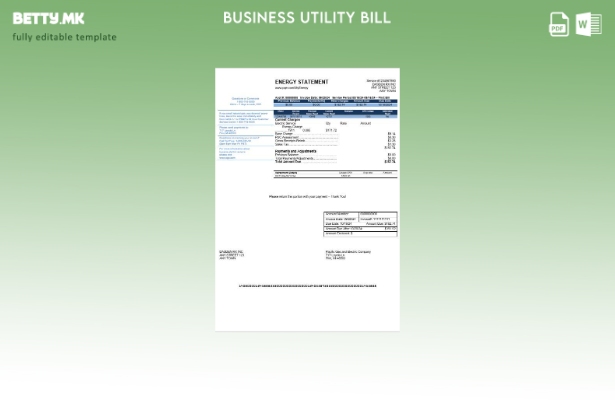 Верзија на деловна сметка за комунални услуги на САД Калифорнија PG&E (Pacific G