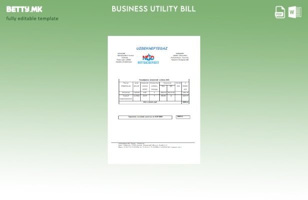 Деловна сметка за комунални услуги Узбенефтегаз