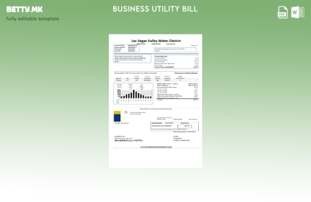 Деловна сметка за комунални услуги во САД во долината на Лас Вегас (LVVWD).