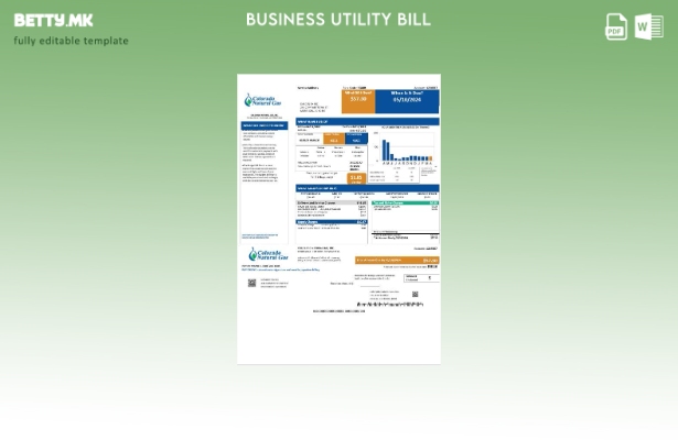 Деловна сметка за комунални услуги за природен гас во САД Колорадо