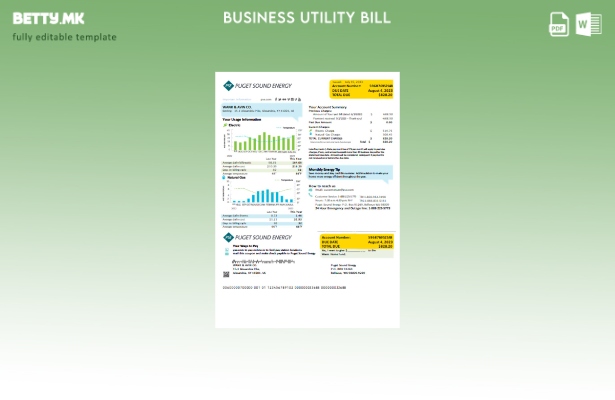 Деловна сметка за комунални услуги на Вашингтон Puget Sound Energy