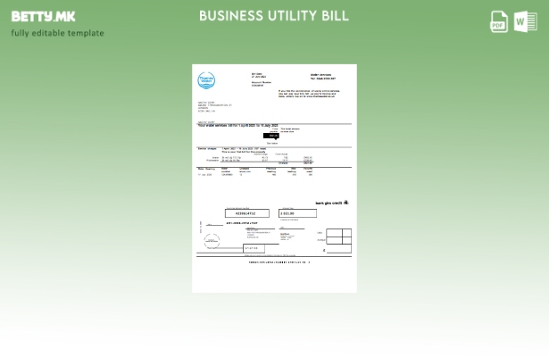 Деловна сметка за комунални услуги на Темза Вода 1