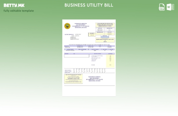 Деловна сметка за комунални услуги на општинскиот оддел за светлина на САД Marbl