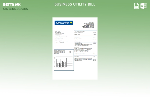 Деловна сметка за комунални услуги Yokogawa Electric Kazakhstan Ltd